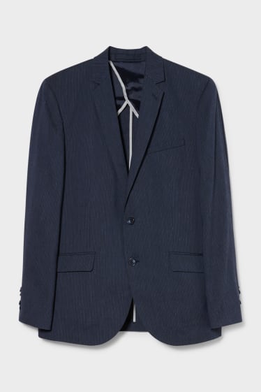 Hommes - Veste à coordonner - slim fit - stretch - lin mélangé - bleu foncé