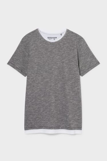 Hommes - CLOCKHOUSE - t-shirt - gris chiné