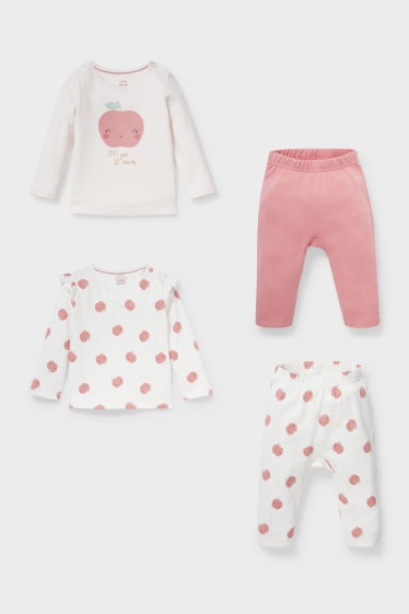 Baby's - Set van 2 - babypyjama - wit / roze