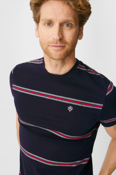 Hombre - Camiseta - flex - de rayas - azul oscuro