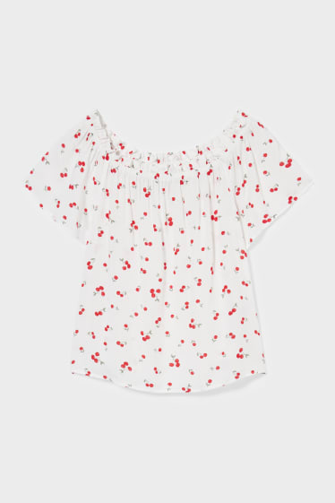 Dames - CLOCKHOUSE - blouse - wit / rood