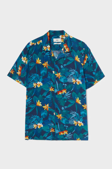 Heren - Overhemd - slim fit - reverskraag - donkerblauw