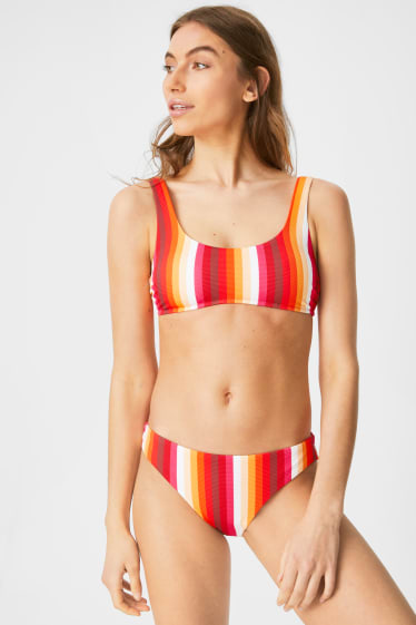 Femmes - Bas de bikini - taille basse - orange / rouge