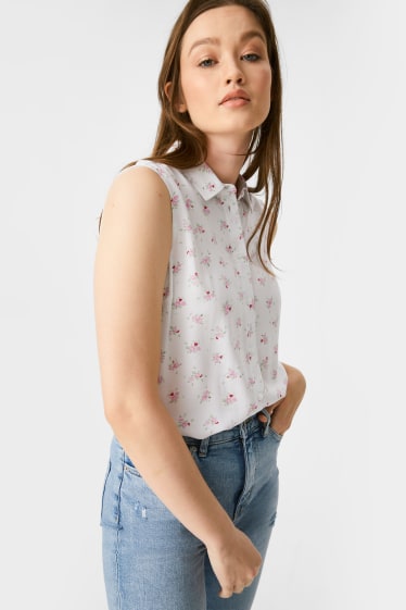 Teens & young adults - CLOCKHOUSE - blouse top - floral - white / rose