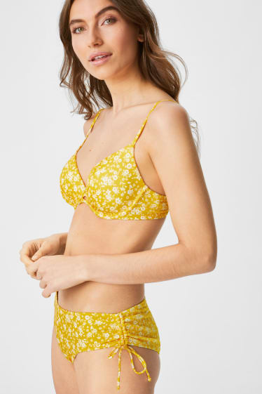 Mujer - Braguita de bikini - hipster - mid-rise - de flores - amarillo
