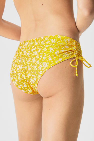 Kobiety - Dół od bikini - biodrówki - średniowysoki stan - w kwiaty - żółty