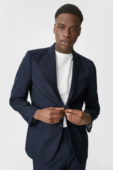 Hommes - Veste à coordonner - slim fit - stretch - lin mélangé - bleu foncé