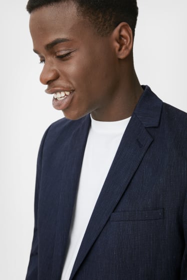Men - Mix-and-match tailored jacket - slim fit - stretch - linen blend - dark blue