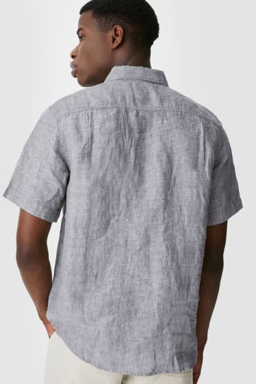 Men - Linen shirt - regular fit - button-down collar - gray-melange
