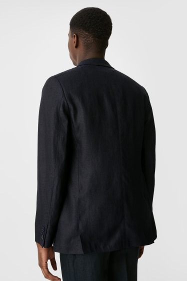 Pánské - Lněné oblekové sako - regular fit - tmavomodrá