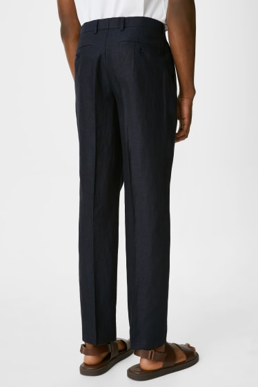 Men - Linen mix-and-match trousers - regular fit - dark blue