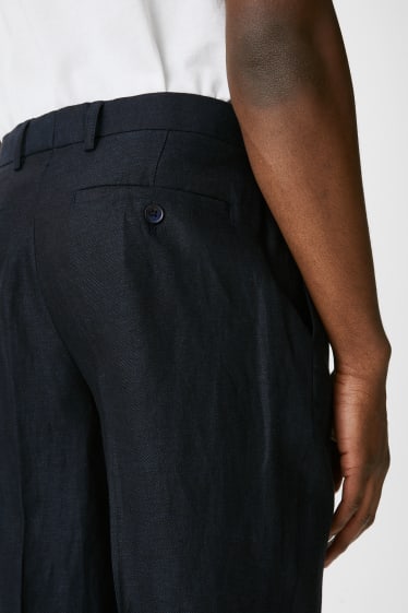 Mężczyźni - Spodnie modułowe z lnu - regular fit - ciemnoniebieski