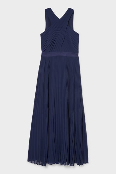 Damen - Column Kleid - festlich - plissiert - dunkelblau