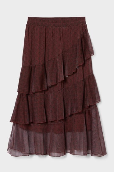 Women - Chiffon skirt - dark red