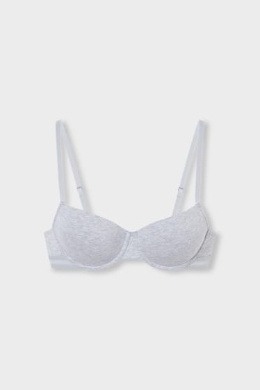 Dames - Beha met beugels - demi - gewatteerd - licht grijs-mix