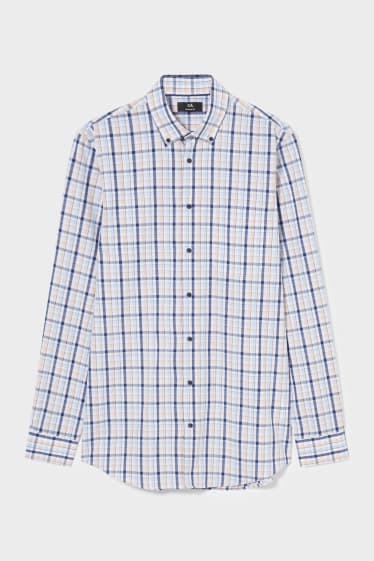 Herren - Businesshemd - Regular Fit - Button-down - weiß / blau