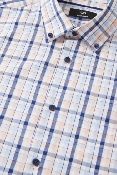 Herren - Businesshemd - Regular Fit - Button-down - weiß / blau