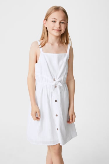 Dětské - Šaty - pruhované - bílá