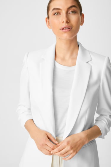 Dames - Business-blazer met schoudervullingen - wit