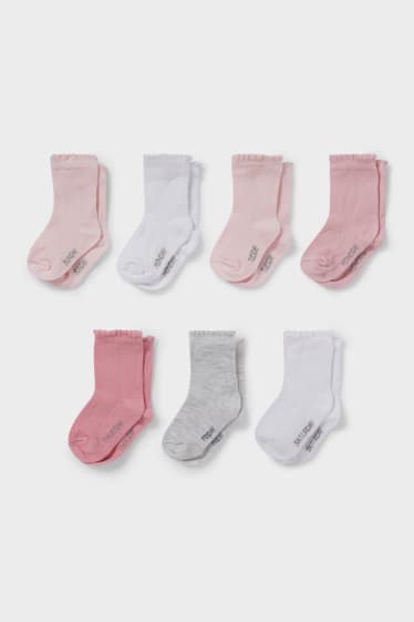 Bébés - Lot de 7 - chaussettes - rose