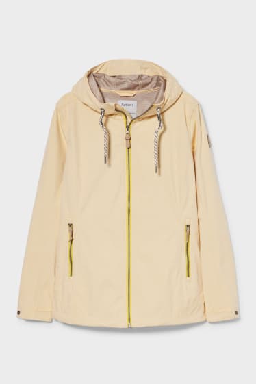 Women - Softshell jacket with hood - yellow