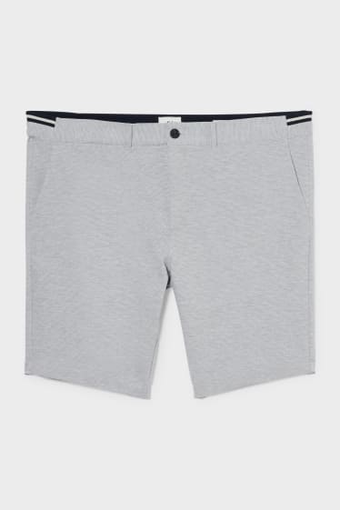 Home - Pantalons curts de xandall - de ratlles - gris clar jaspiat