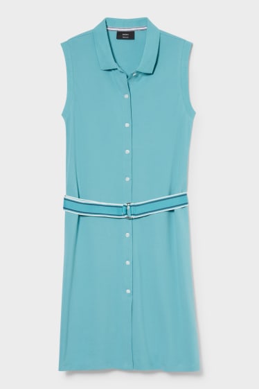 Dames - Fit & flare-jurk met riem - turquoise