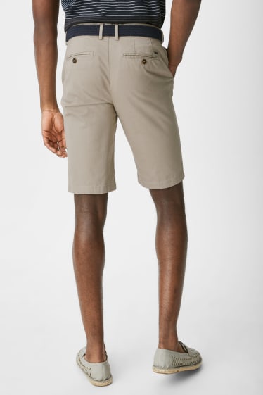 Men - Shorts with belt  - beige