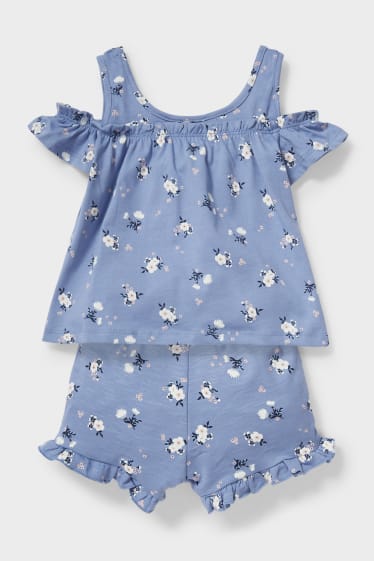 Bambini - Set - top e shorts - fiori - 2 pezzi - blu