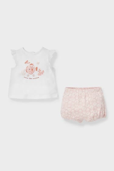 Babys - Baby-Outfit - 2 teilig - weiß / rosa