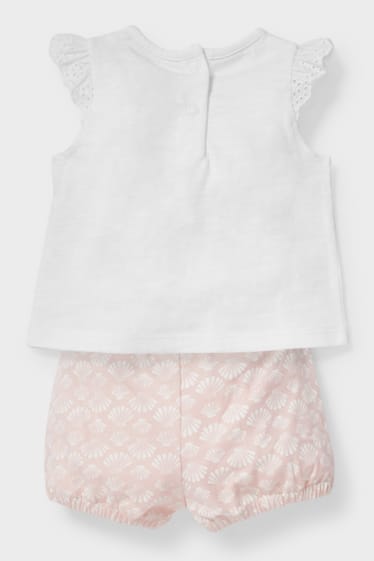 Babys - Baby-Outfit - 2 teilig - weiß / rosa