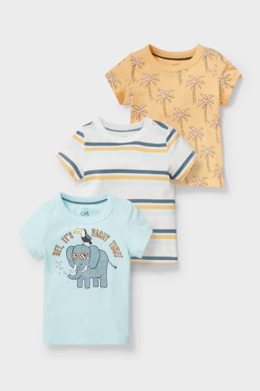 Baby's - Set van 3 - baby-T-shirt - wit / turquoise