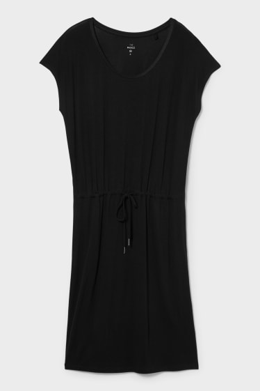 Damen - Basic-T-Shirt-Kleid - schwarz