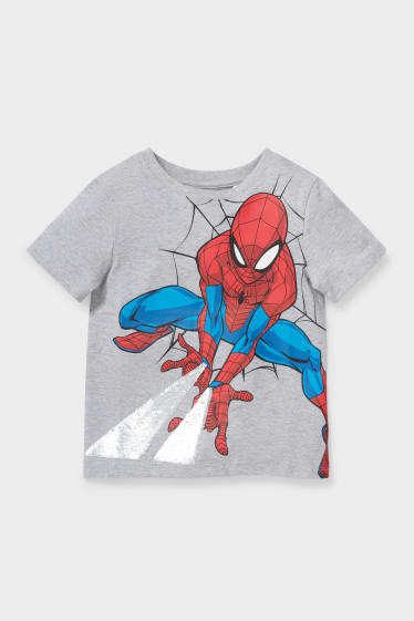 Enfants - Spider-Man - haut à manches courtes - finition brillante - gris clair chiné