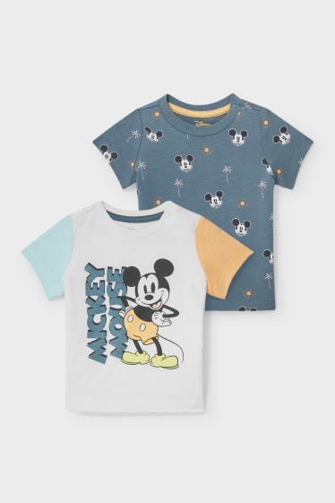 Bebés - Pack de 2 - Mickey Mouse - shorts deportivos para bebé - blanco / verde oscuro