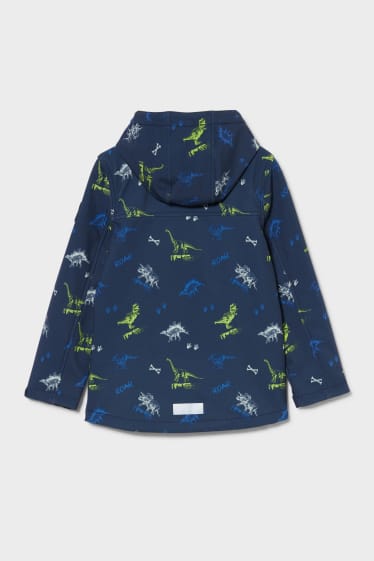 Niños - Dinosaurios - chaqueta softshell con capucha - azul oscuro