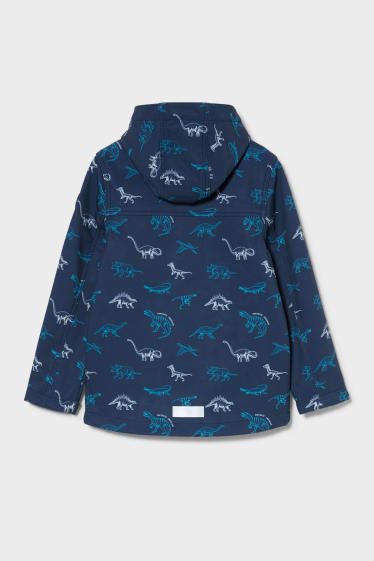 Bambini - Dinosauri - giacca softshell con cappuccio - blu scuro