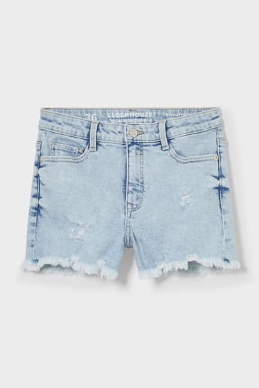 Tieners & jongvolwassenen - CLOCKHOUSE - korte spijkerbroek - jeanslichtblauw