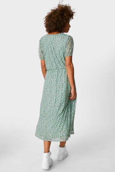 Damen - Fit & Flare Kleid - geblümt - grün