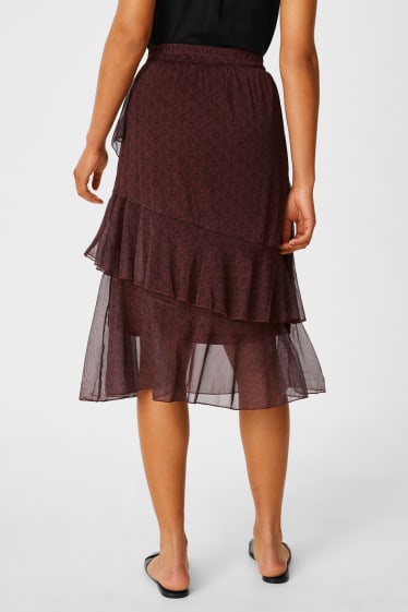 Women - Chiffon skirt - dark red