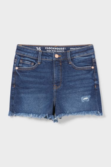 Dames - CLOCKHOUSE - korte broek van spijkerstof - jeansblauw