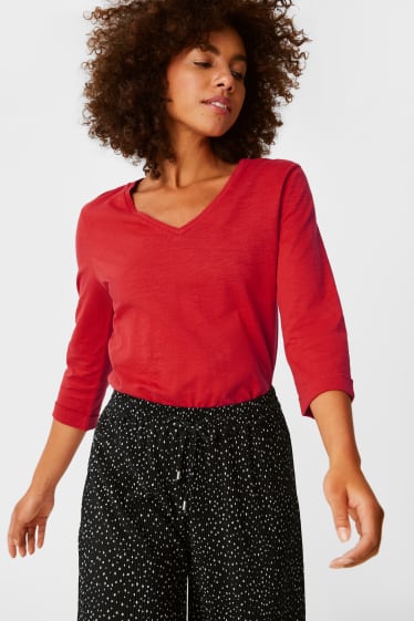 Women - Basic long sleeve T-shirt - red
