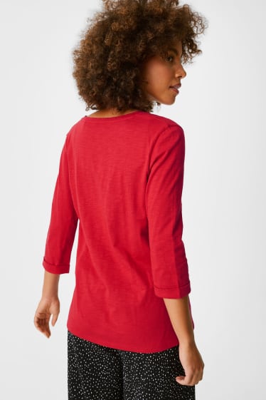 Damen - Basic-Langarmshirt - rot