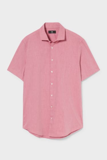 Pánské - Business košile - slim fit - Cutaway - červená-žíhaná