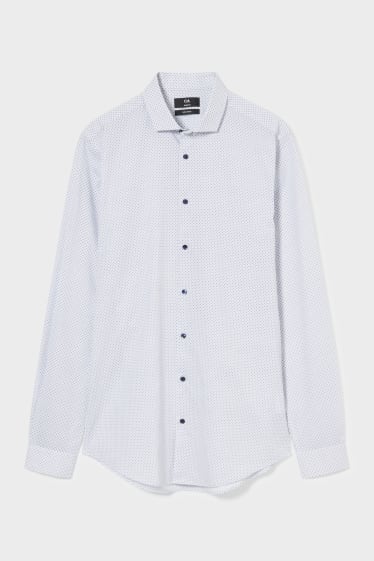 Heren - Business-overhemd - slim fit - cut away - extra lange mouwen - wit / zwart