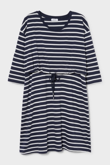 Women - Nursing dress - striped - dark blue