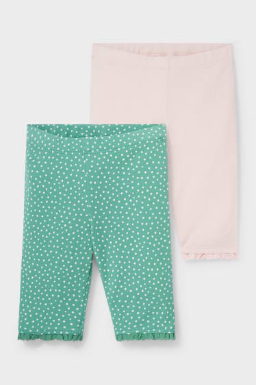 Bébés - Lot de 2 - leggings pour bébé - vert / rose