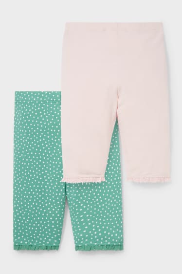 Bébés - Lot de 2 - leggings pour bébé - vert / rose