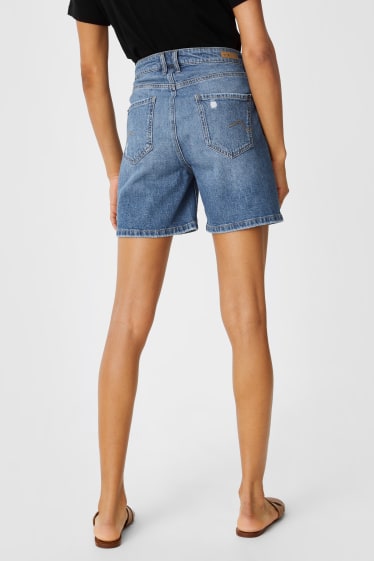 Dames - Korte spijkerbroek - jeansblauw