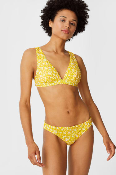 Dames - Bikinibroekje - laag model - gebloemd - geel